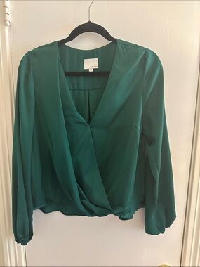Greylin Teal Green Wrap Blouse